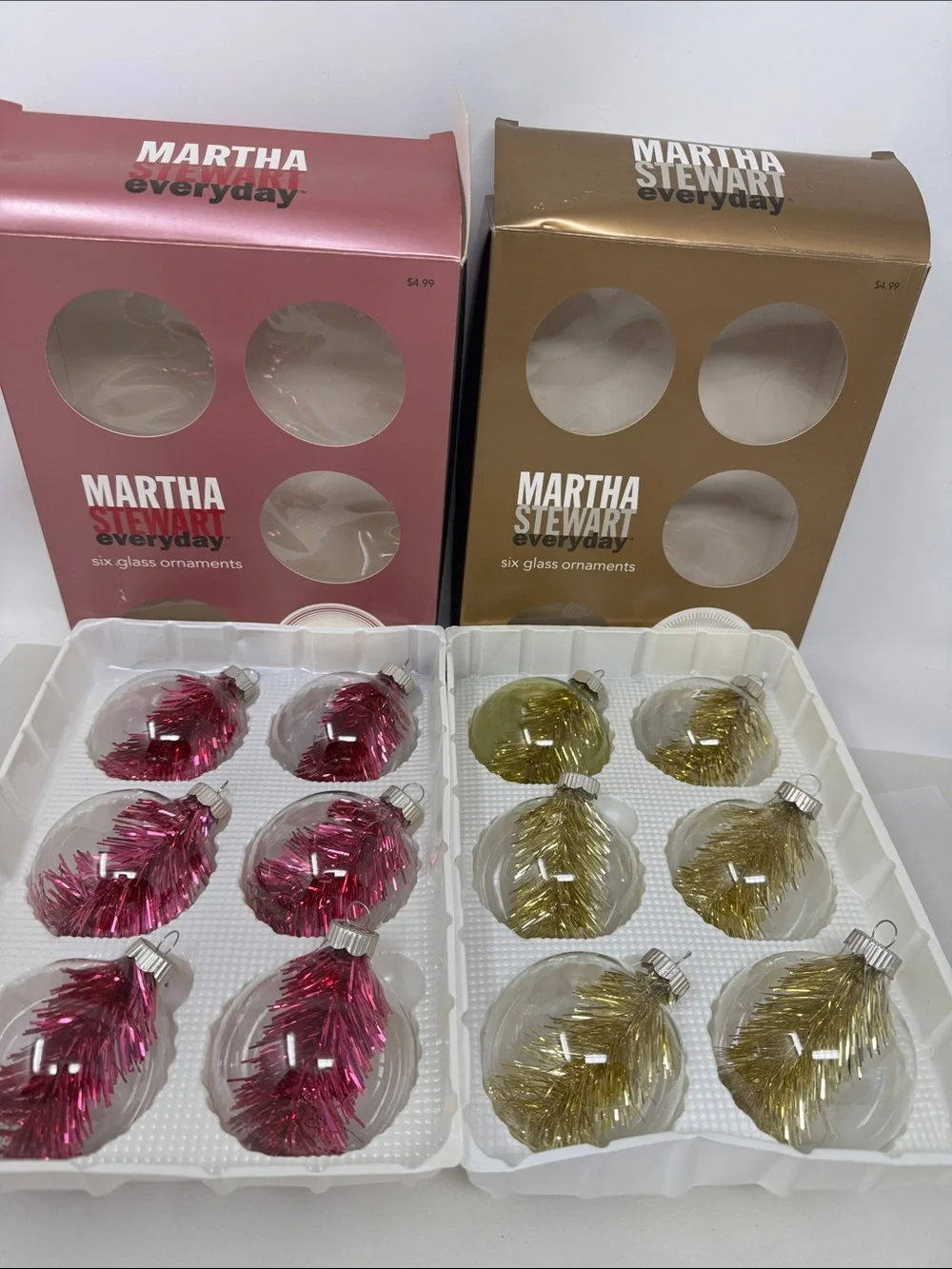 MARTHA STEWART 12 CHRISTMAS ORNAMENT LOT CLASSIC & GOLDEN LUSTER